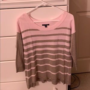 Pink striped 3/4 sleeve sweater